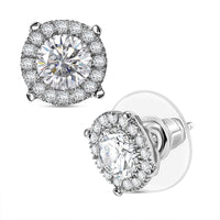 D'Joy Moissanite 1.80 ctw Stud Earrings in Rhodium Over Sterling Silver