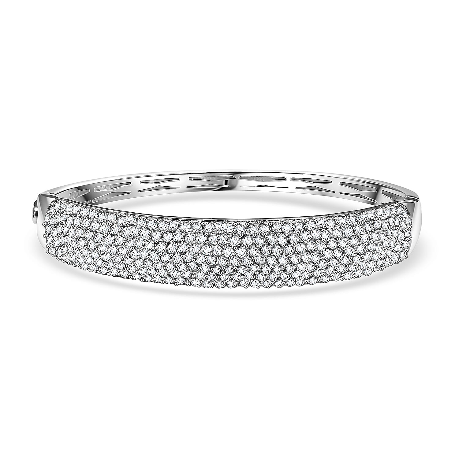 Karis Lab Created White Sapphire 10.65 ctw Starlit Sky Bangle Bracelet in Platinum Bond (7.25 In)