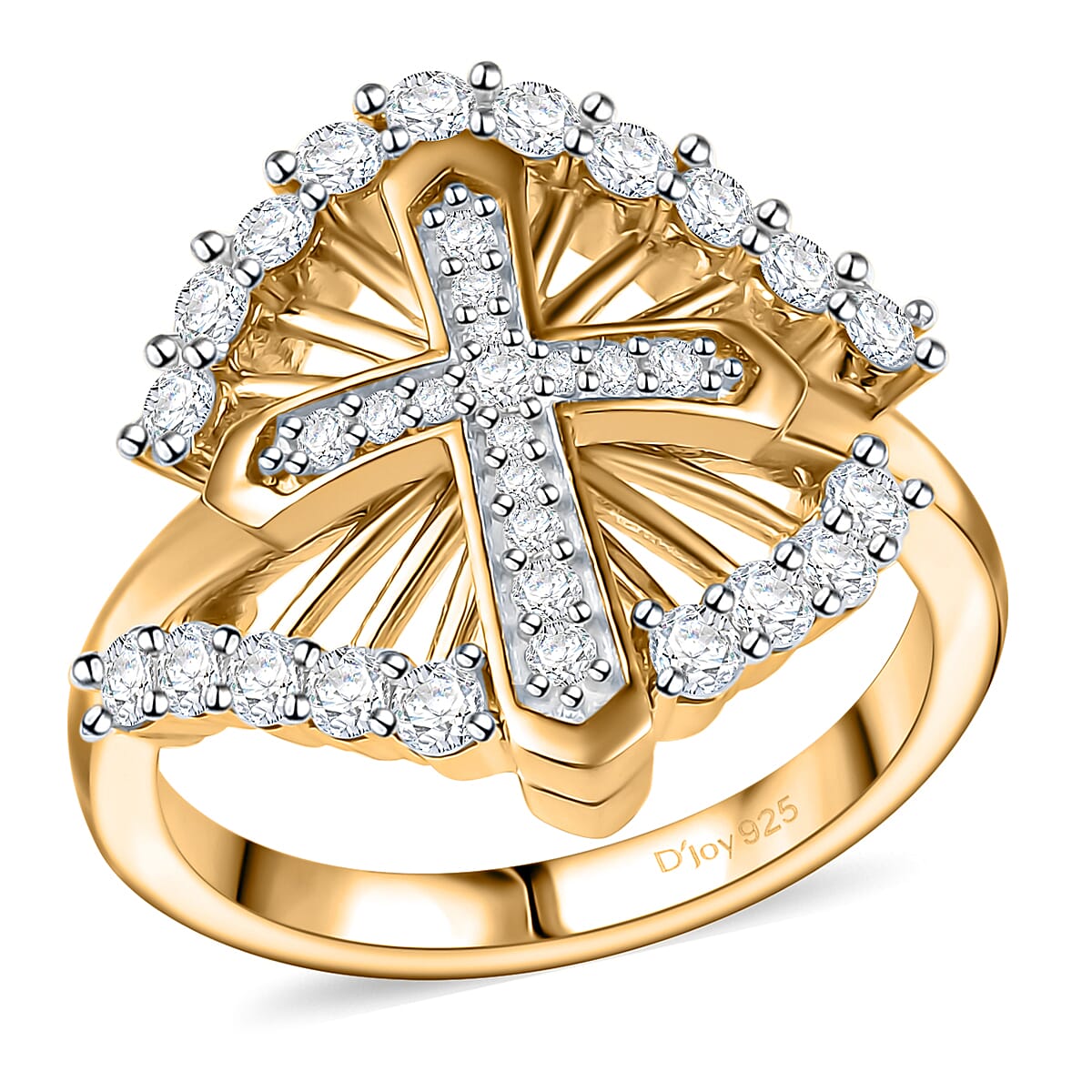 Moissanite 0.75 ctw Ring in 18K Vermeil Yellow Gold Over Sterling Silver (Size 10.0)