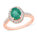 Kagem Zambian Emerald and White Diamond Ring in 18K Vermeil Rose Gold Over Sterling Silver (Size 10.0) 1.50 ctw - Sticky add to cart bar