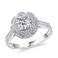 Pink Lotus Moissanite, Moissanite Ring in Rhodium Over Sterling Silver (Size 10.0) 1.35 ctw - Sticky add to cart bar