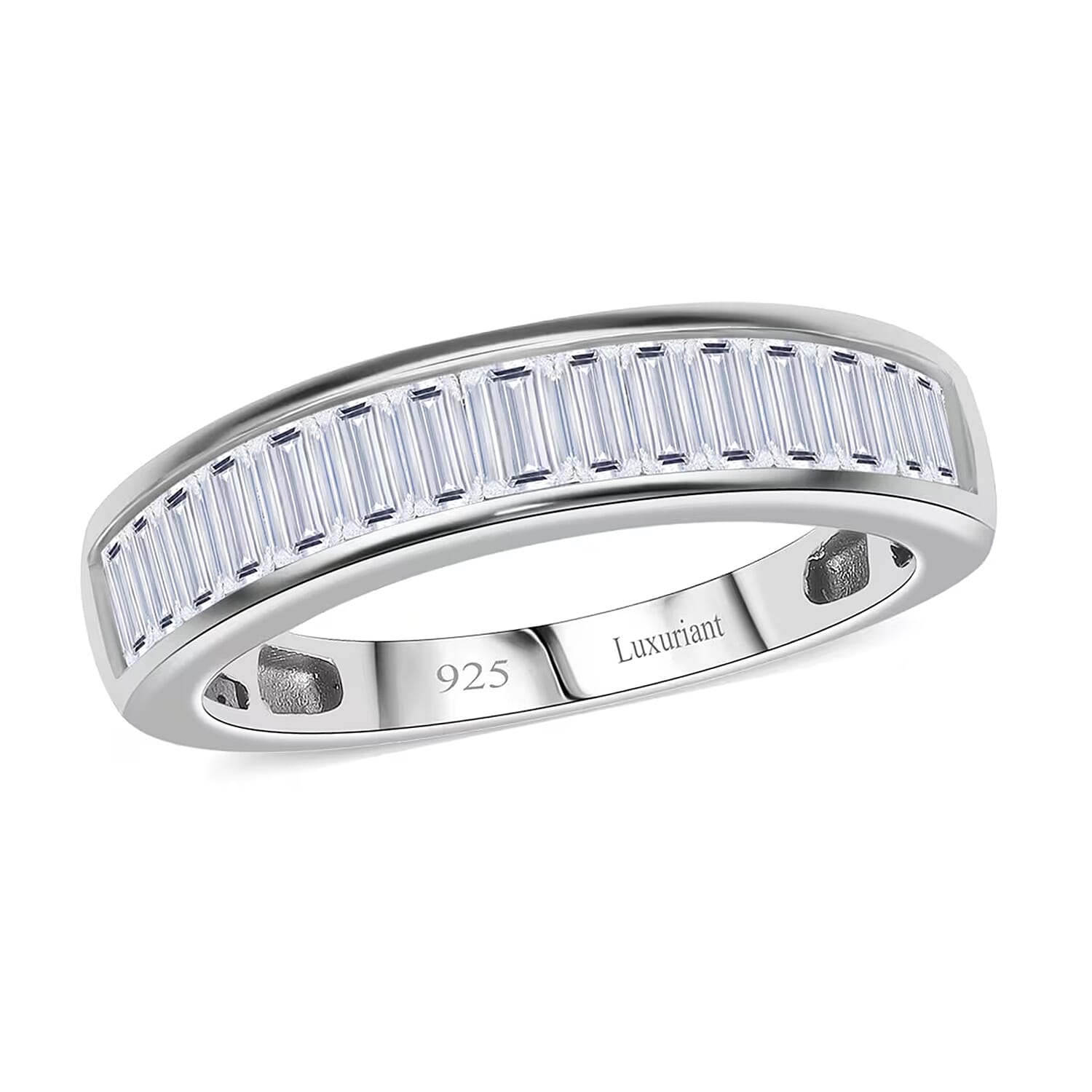 Epic Deal Luxuriant Lab Grown Diamond (G-H, SI) Half Eternity Ring in Rhodium Over Sterling Silver (Size 10.0) 1.00 ctw