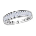Epic Deal Luxuriant Lab Grown Diamond (G-H, SI) Half Eternity Ring in Rhodium Over Sterling Silver (Size 10.0) 1.00 ctw - Sticky add to cart bar