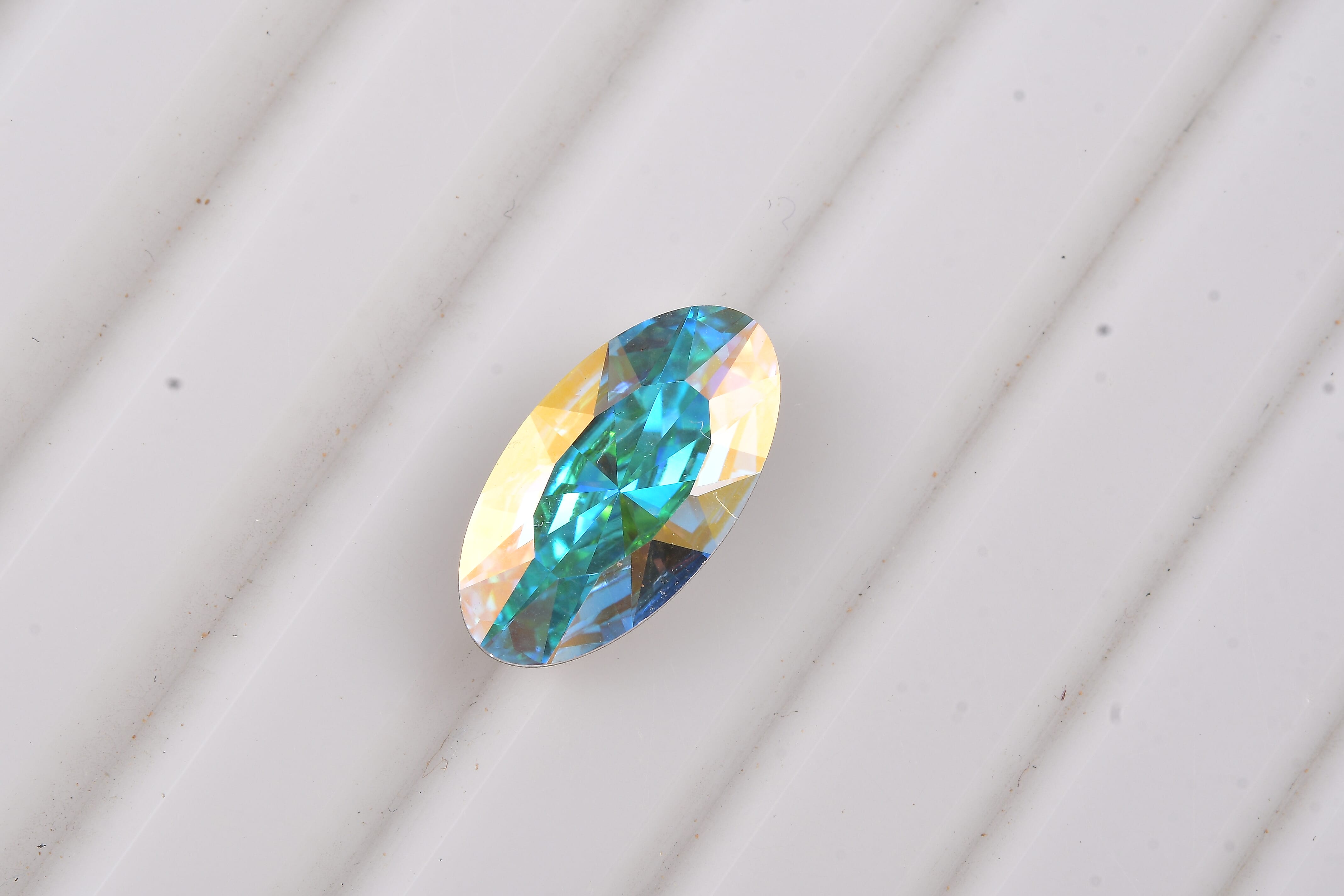 Aurora Borealis Crystal by Swarovski (Ovl 14x7.5 mm) 2.19 ctw Loose Gemstone
