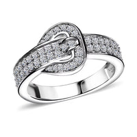 Luxuriant Lab Grown Diamond G-H SI 0.50 ctw Buckle Ring in Rhodium Over Sterling Silver (Size 10.0)