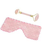Rose Quartz Eye Mask (8.28"x3.54") with Face Roller (5.82"x1.57"x2.36")