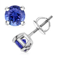 Certified & Appraised Rhapsody AAAA Tanzanite 1.10 ctw Solitaire Stud Earrings in 950 Platinum - Sticky add to cart bar