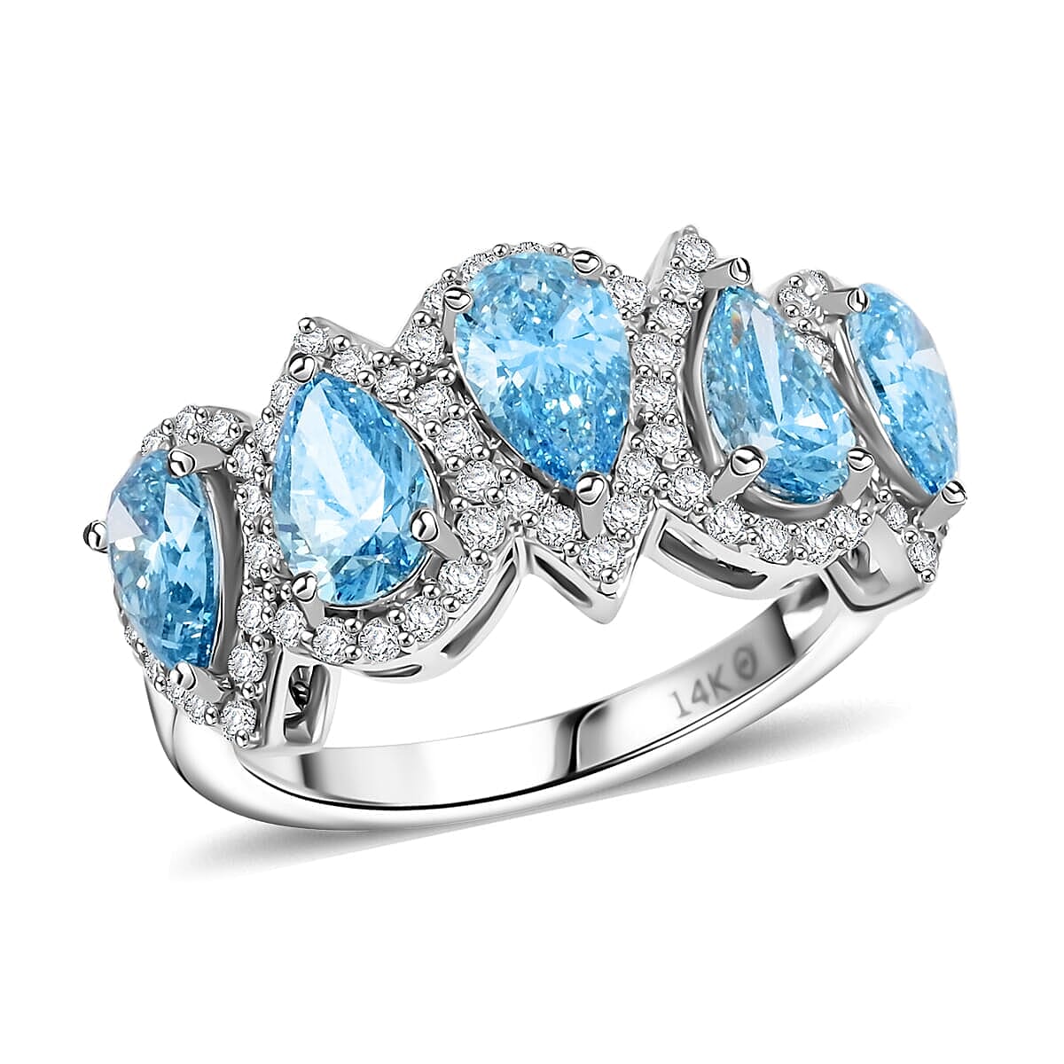 Collectors Edition 14K White Gold Luxuriant Lab Grown Blue and White Diamond Ring (Size 10.0) (4.69 g) 3.25 ctw