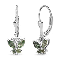 D'Joy Malagasy Pine Apatite 0.80 ctw Woodland Wings Earrings in Rhodium Over Sterling Silver