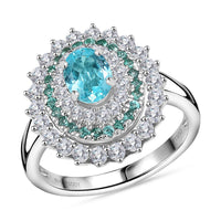 Rhapsody 950 Platinum AAAA Paraiba Tourmaline, Diamond (E-F, VS2) (0.95 cts) Ring (Size 10.0) (8.55 g) 2.00 ctw