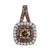 D'Joy Natural Champagne and White Diamond 0.90 ctw A Touch of Luxury Pendant without Chain in 18K Vermeil Rose Gold Over Sterling Silver