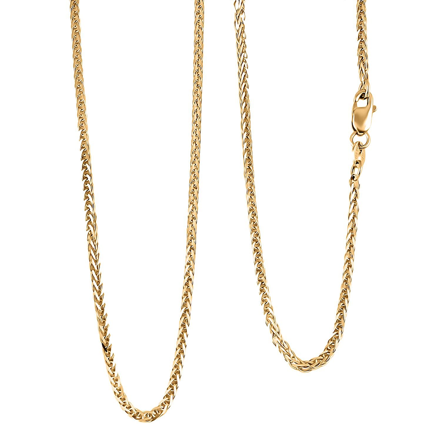 14K Yellow Gold 2mm Triple Spiga Wheat Chain Necklace 22 Inches 5.50 Grams