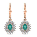 Kagem Zambian Emerald and Diamond 1.67 ctw Sunburst Earrings in 18K Vermeil Rose Gold Over Sterling Silver - Sticky add to cart bar