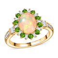 D'Joy Premium Ethiopian Welo Opal and Multi Gemstone 1.90 ctw Dahlia Flower Ring in 18K Vermeil Yellow Gold Over Sterling Silver (Size 10.0) - Sticky add to cart bar