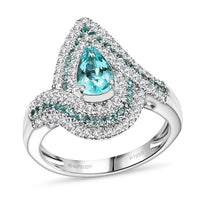 Certified & Appraised Rhapsody AAAA Paraiba Tourmaline and E-F VS2 Diamond 2.15 ctw Ring in 950 Platinum 10.15 Grams