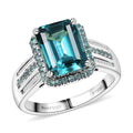 Certified & Appraised Rhapsody AAAA Lagoon Tourmaline, Paraiba Tourmaline and E-F VS2 Diamond 6.15 ctw Ring in 950 Platinum (Size 10.0) 9.40 Grams - Sticky add to cart bar