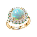 Luxoro 14K Yellow Gold AAA Ethiopian Welo Opal, Paraiba Tourmaline and Diamond (G-H, I2) (0.56 cts) Ring (Size 10.0) 6.00 ctw - Sticky add to cart bar
