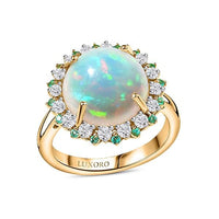 Luxoro 14K Yellow Gold AAA Ethiopian Welo Opal, Paraiba Tourmaline and Diamond (G-H, I2) (0.56 cts) Ring (Size 10.0) 6.00 ctw