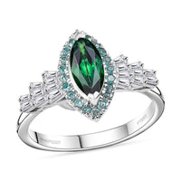 Certified & Appraised Rhapsody 950 Platinum AAAA Tsavorite Garnet, Paraiba Tourmaline and Diamond (E-F, VS2) (0.31 cts) Ring (Size 7.0) 1.50 ctw
