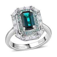 Certified & Appraised Rhapsody AAAA Monte Belo Indicolite, Paraiba Tourmaline and E-F VS2 Diamond 2.85 ctw Ring in 950 Platinum (Size 7.0) 9.10 Grams