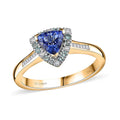 Certified & Appraised Luxoro AAA Tanzanite, AAAA Paraiba Tourmaline and E-F I2 Diamond 1.10 ctw Ring in 10K Yellow Gold (Size 10.0) - Sticky add to cart bar