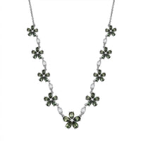 D'Joy Premium Malagasy Pine Apatite and White Zircon 11.35 ctw Floral Canopy Necklace in Rhodium Over Sterling Silver 18 Inches