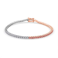 Luxuriant Lab Grown Pink Diamond (IR), Lab Grown Diamond 3.15 ctw Bracelet in 14K White and Rose Gold (7.25 In) 7.71 Grams