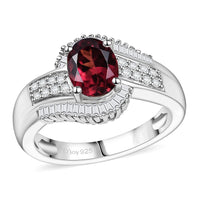 Premium Ouro Fino Rubellite and Diamond 1.75 ctw Ring in Rhodium Over Sterling Silver (Size 10.0)