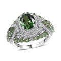 Premium Malagasy Pine Apatite, White Zircon Ring in Rhodium Over Sterling Silver (Size 10.0) 6.50 ctw - Sticky add to cart bar