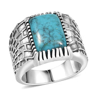 Artisan Crafted Blue Moon Turquoise Solitaire Ring Sterling Silver (Size 10) 5.60 ctw