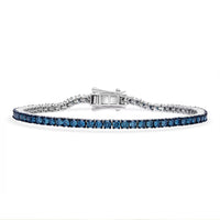 Luxuriant Lab Grown Blue Diamond SI 3.00 ctw Bracelet in Rhodium Over Sterling Silver (6.50 In)