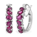 D'Joy Orissa Rhodolite Garnet and White Zircon 6.50 ctw Leaves Vines Earrings in Rhodium Over Sterling Silver - Sticky add to cart bar
