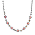 Karis Oregon Peach Opal and Multi Gemstone 2.50 ctw Floral Necklace in Platinum Bond 18 Inches - Sticky add to cart bar