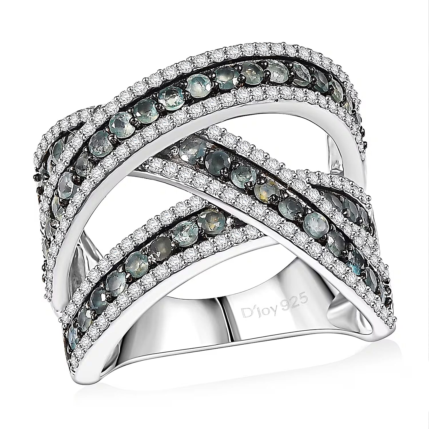 D'Joy Narsipatnam Alexandrite, White Zirco  Ring in Rhodium Over Sterling Silver (Size 10.0) 3.00 ctw
