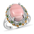 Karis Oregon Peach Opal, Chrome Diopside Ring in 18K YG Plated and Platinum Bond (Size 10.0) 4.20 ctw - Sticky add to cart bar