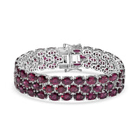 D'Joy Orissa Rhodolite Garnet Carpet Bracelet in Rhodium Over Sterling Silver (6.50 In) 59.50 ctw
