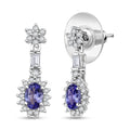 D'Joy Tanzanite and White Zircon 1.80 ctw Blooming Earrings in Rhodium Over Sterling Silver - Sticky add to cart bar