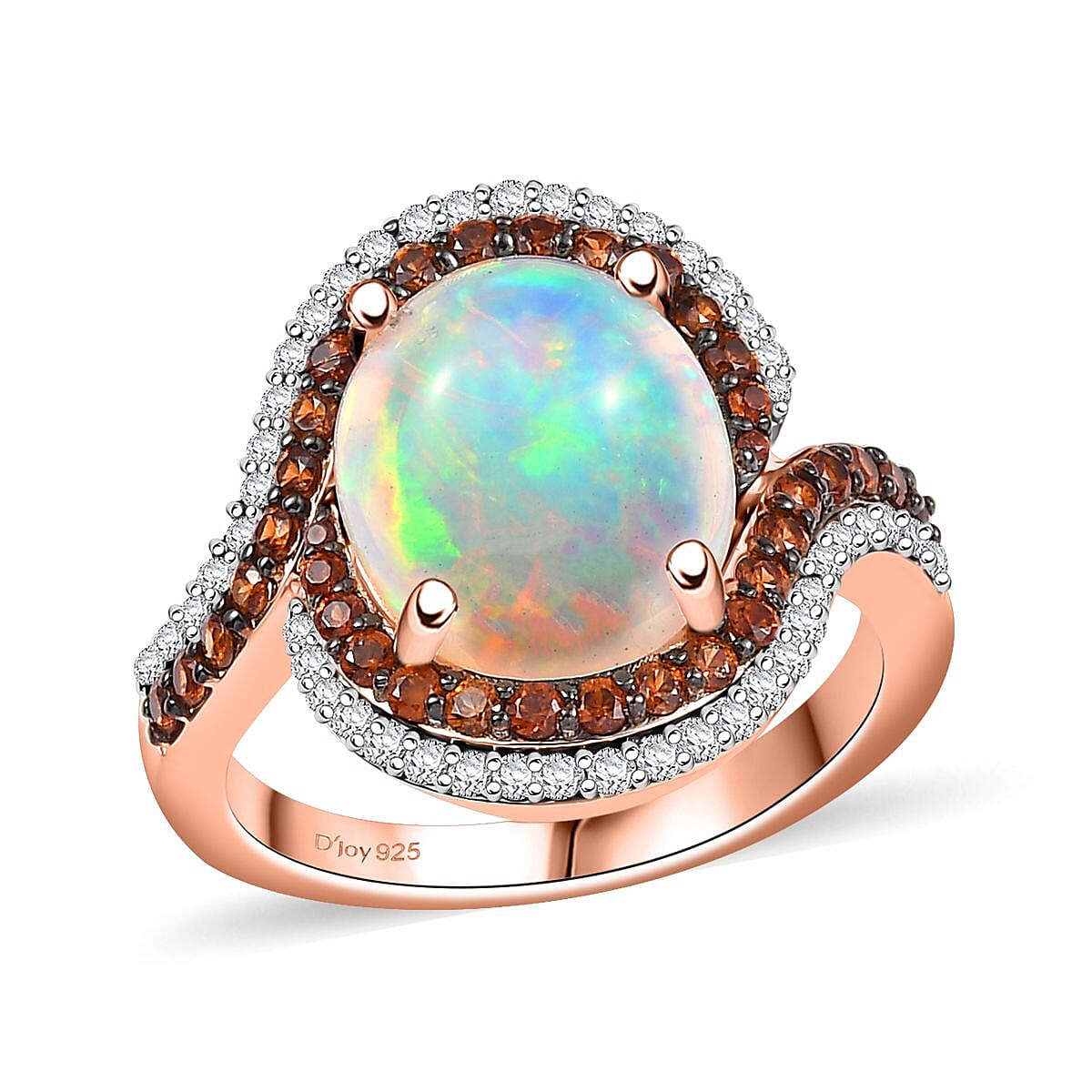 Premium Ethiopian Welo Opal and Multi Gemstone 4.30 ctw Ring in 18K Vermeil Rose Gold Over Sterling Silver (Size 10.0)