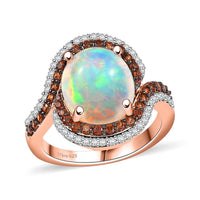 Premium Ethiopian Welo Opal and Multi Gemstone 4.30 ctw Ring in 18K Vermeil Rose Gold Over Sterling Silver (Size 10.0)