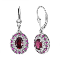 D'Joy Orissa Rhodolite Garnet and Multi Gemstone 2.80 ctw Timeless Elegance Earrings in Rhodium Over Sterling Silver