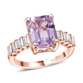 Premium Martha Rocha Kunzite, Moissanite Ring in 18K Vermeil RG Over Sterling Silver 4.60 ctw - Sticky add to cart bar