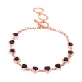 Karis African Amethyst 4.50 ctw Heart Bracelet in 18K Rose Gold Plated (6.50-8.0In) - Sticky add to cart bar