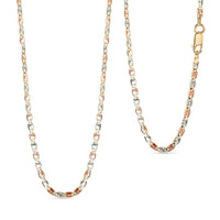 2.15mm Valentino Star Diamond-cut Chain Necklace in 14K Tricolor Gold 2.35 Grams 18 Inches