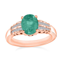 Luxoro Premium Kagem Zambian Emerald and G-H I2 Diamond Ring in 10K Rose Gold (Size 10.0) 2.08 ctw