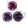 Certified & Appraised 10K White Gold AAA Luxuriant Lab Grown Purple Sapphire Solitaire Stud Earrings 2.70 ctw - Sticky add to cart bar