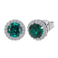 Certified & Appraised AAA Luxuriant Lab Grown Emerald and Lab Grown Diamond 2.48 ctw Earrings in 10K White Gold - Sticky add to cart bar
