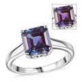 Certified & Appraised 10K White Gold AAA Asscher Cut Luxuriant Lab Grown Alexandrite Solitaire Ring (Size 10.0) 2.95 ctw - Sticky add to cart bar