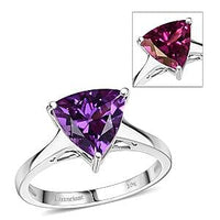 Certified & Appraised AAA Luxuriant Lab Grown Purple Sapphire 3.90 ctw Solitaire Ring in 10K White Gold (Size 10.0)