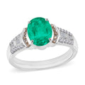 Luxoro AAA Kagem Zambian Emerald, Natural Champagne and White Diamond I2 2.23 ctw Ring in 14K White Gold (Size 10.0) - Sticky add to cart bar