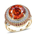 10K Yellow Gold Premium Picos Altos Sphalerite, Padparadscha Sapphire and Luxuriant Lab Grown Diamond (G-H, SI) (0.63 cts) Ring (Size 10.0) 13.10 ctw - Sticky add to cart bar